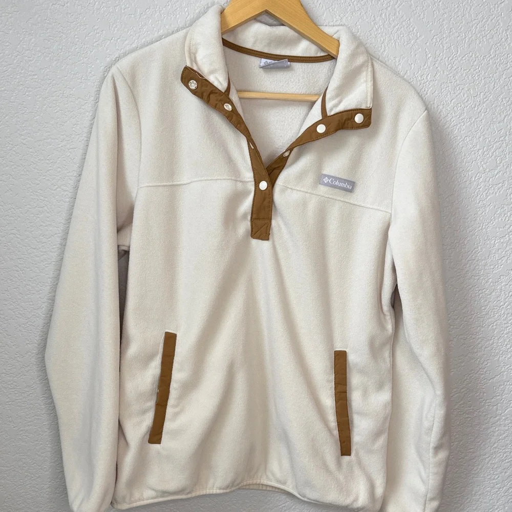 Columbia Fleece Pullover Cream Tan size Medium - Picture 3 of 11